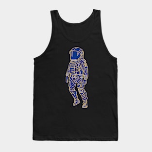 Astronaut drawing - yellow lines with blue background Tank Top